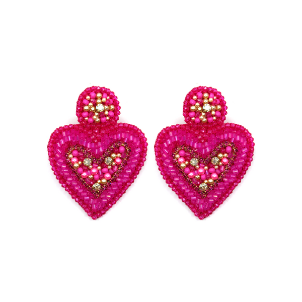 Fuchsia Romance Beaded Earrings