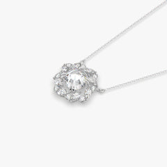 Celestial Bloom Halo Diamond Pendant Necklace – Premium Moissanite & Marquise Halo Design