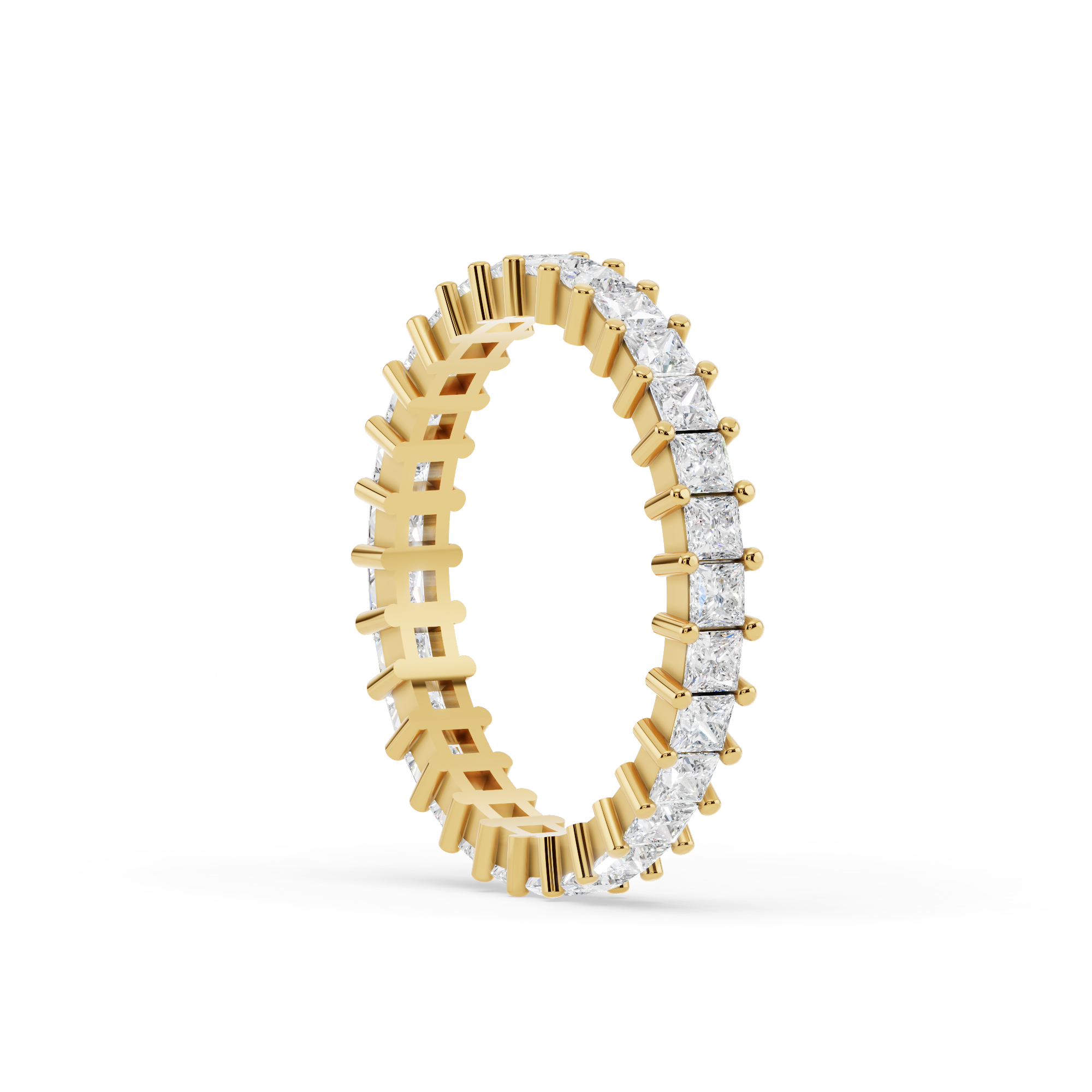 Princess-Cut Moissanite Diamond Eternity Band in 18K Gold-Plated Finish