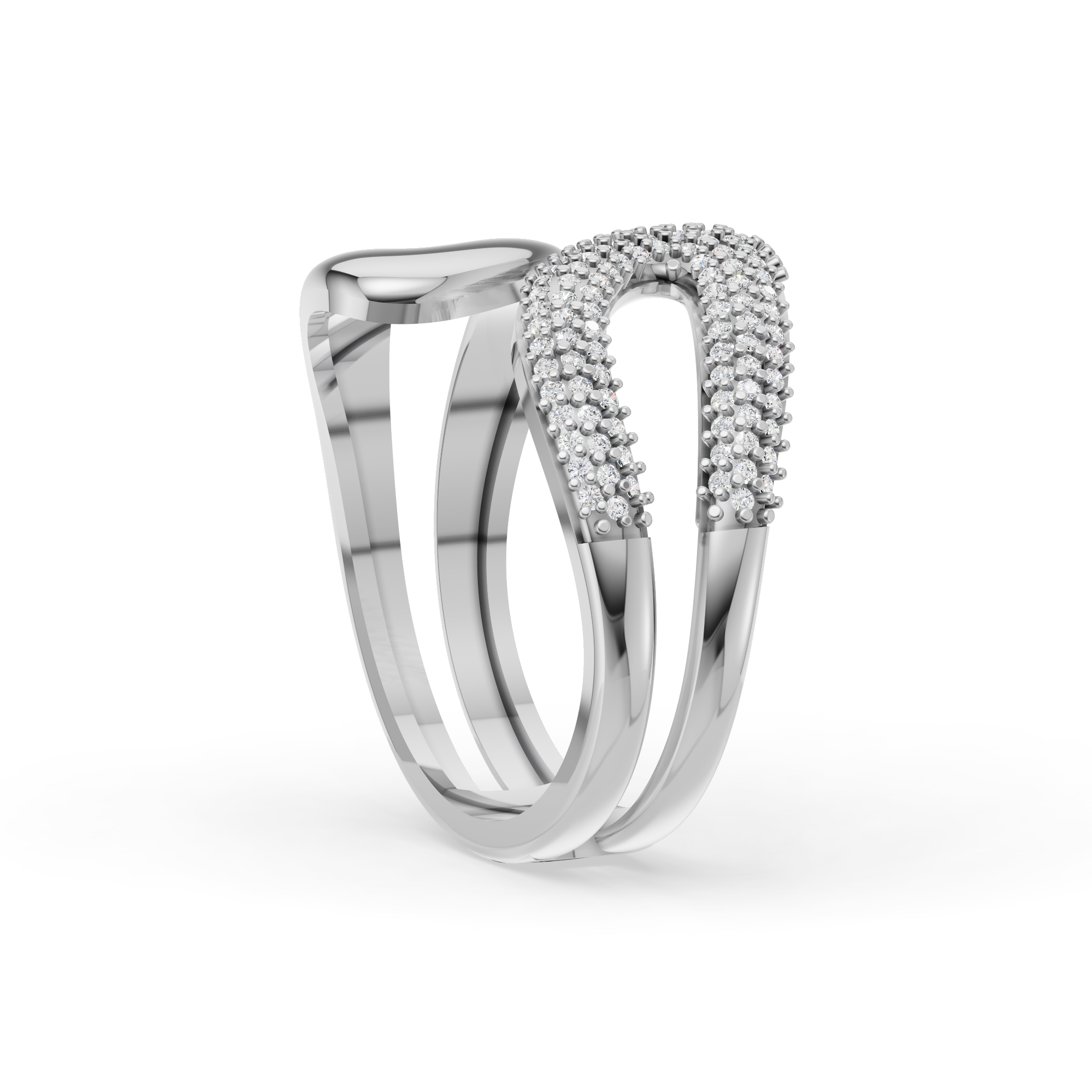Sterling Silver Triple-Pavé Open Curve Moissanite Diamond Ring | Sstringz Fine Jewellery