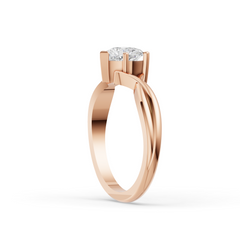 Rose Gold Plated Heart-Cut Solitaire Ring with Twisted Band Design
