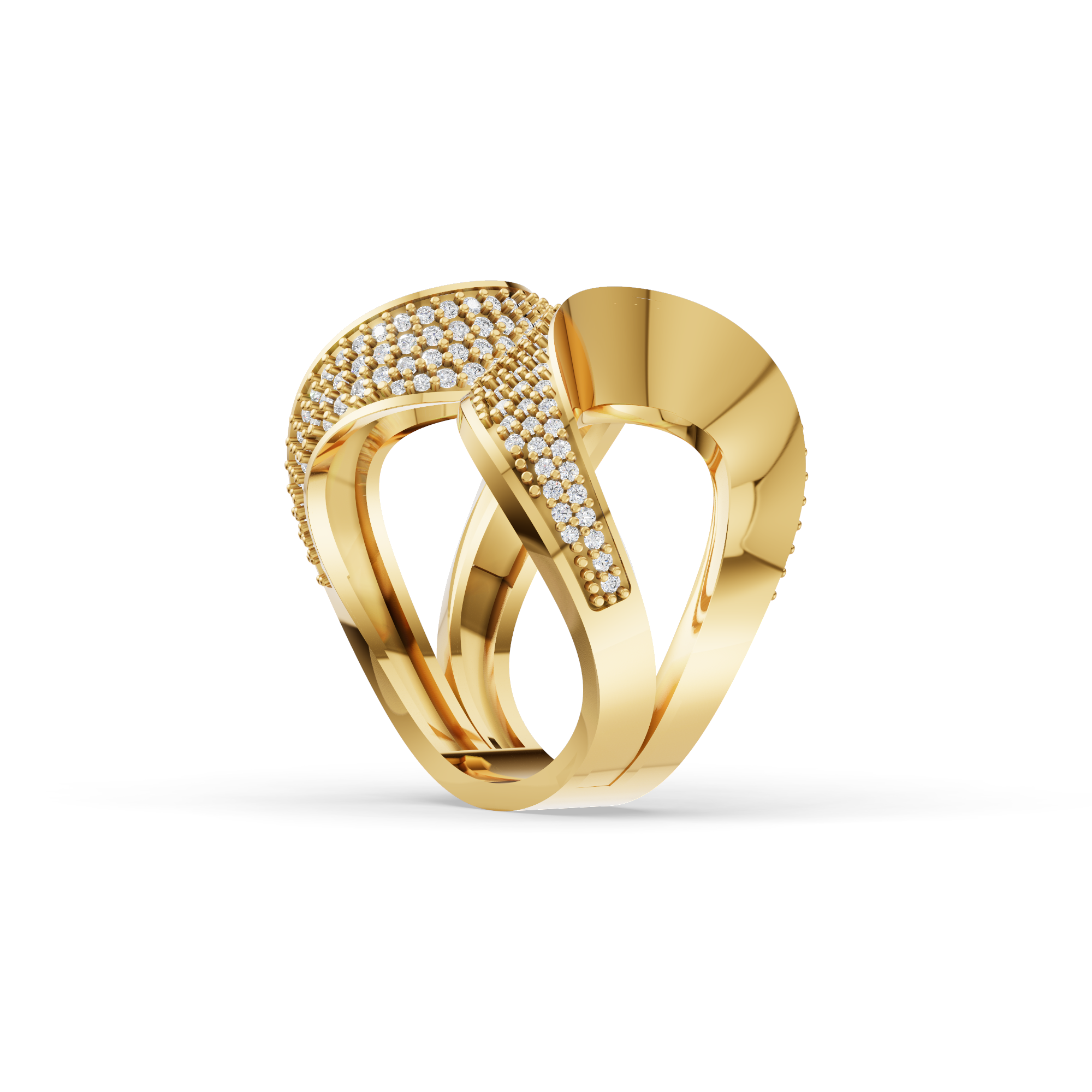 Sculpted Spiral Moissanite Diamond Statement Ring in 18K Gold-Plated Finish