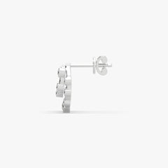 Radiant Double-Halo Moissanite Diamonds Circle Stud Earrings in Rhodium Finish