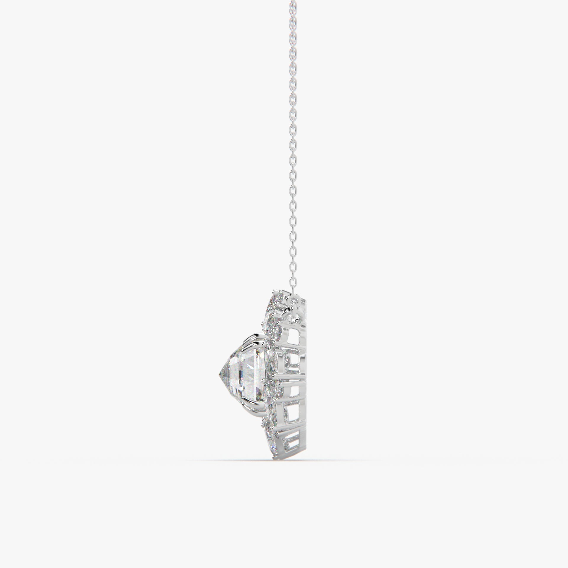 Celestial Bloom Halo Diamond Pendant Necklace – Premium Moissanite & Marquise Halo Design