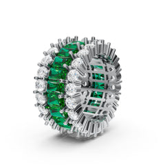 Sstringz Grand Luxe Triple-Row Radiant & Round Eternity Band –Sterling Silver