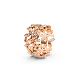 Autumn Leaves Silver Ring in Rose Gold Finish