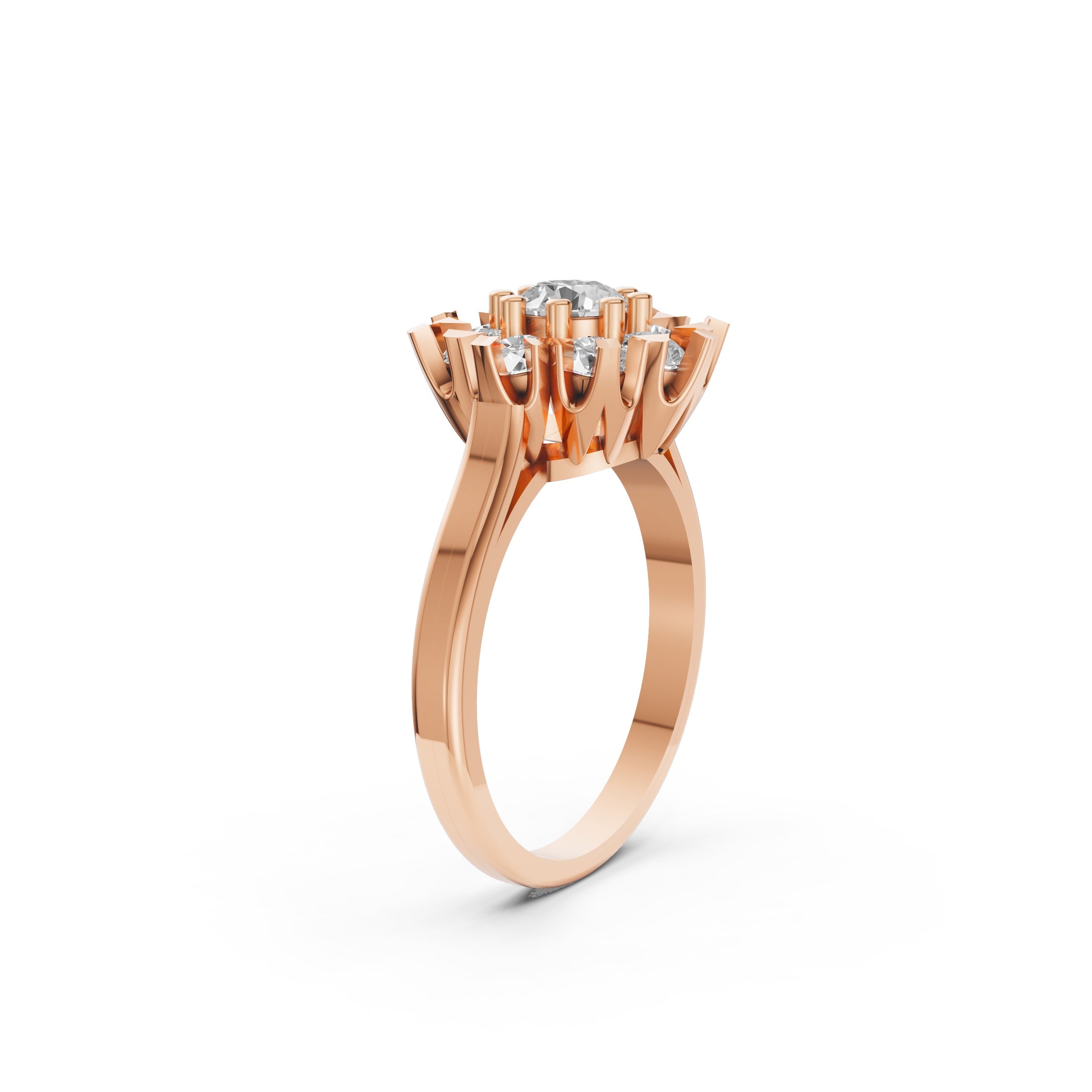Moissanite Daisy Ring in Rose Gold Finish