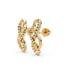 Infinity Twist Moissanite Diamond Gold-Plated Drop Stud Earrings – Elegant Loop Design