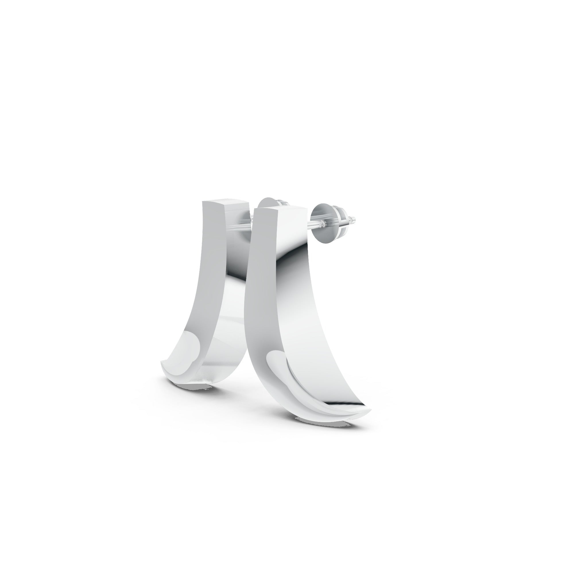 Sstringz Modern Sculpted Polished Hoop Earrings – Contemporary Minimalist Shine in Premium Silver Finish