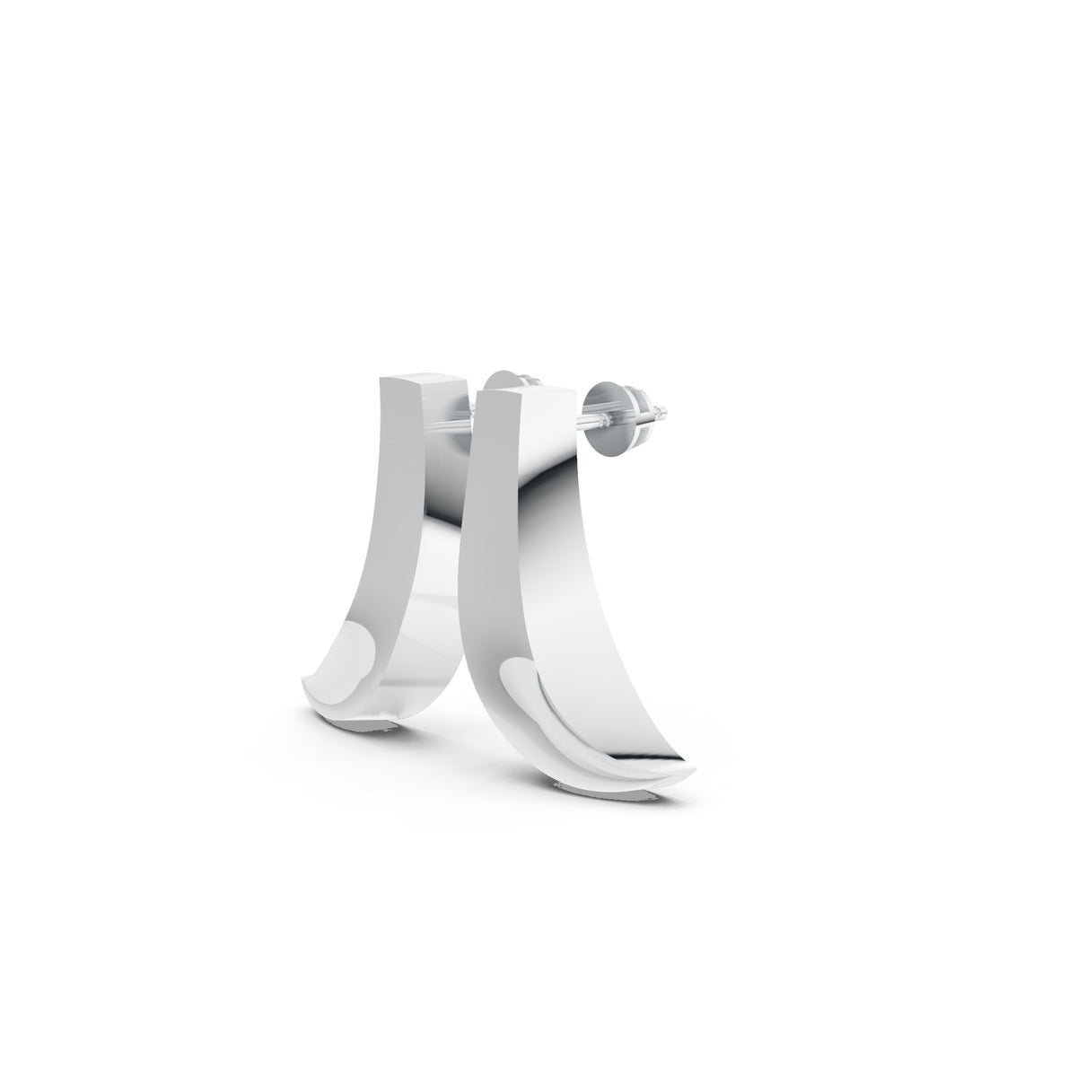 Sstringz Modern Sculpted Polished Hoop Earrings – Contemporary Minimalist Shine in Premium Silver Finish