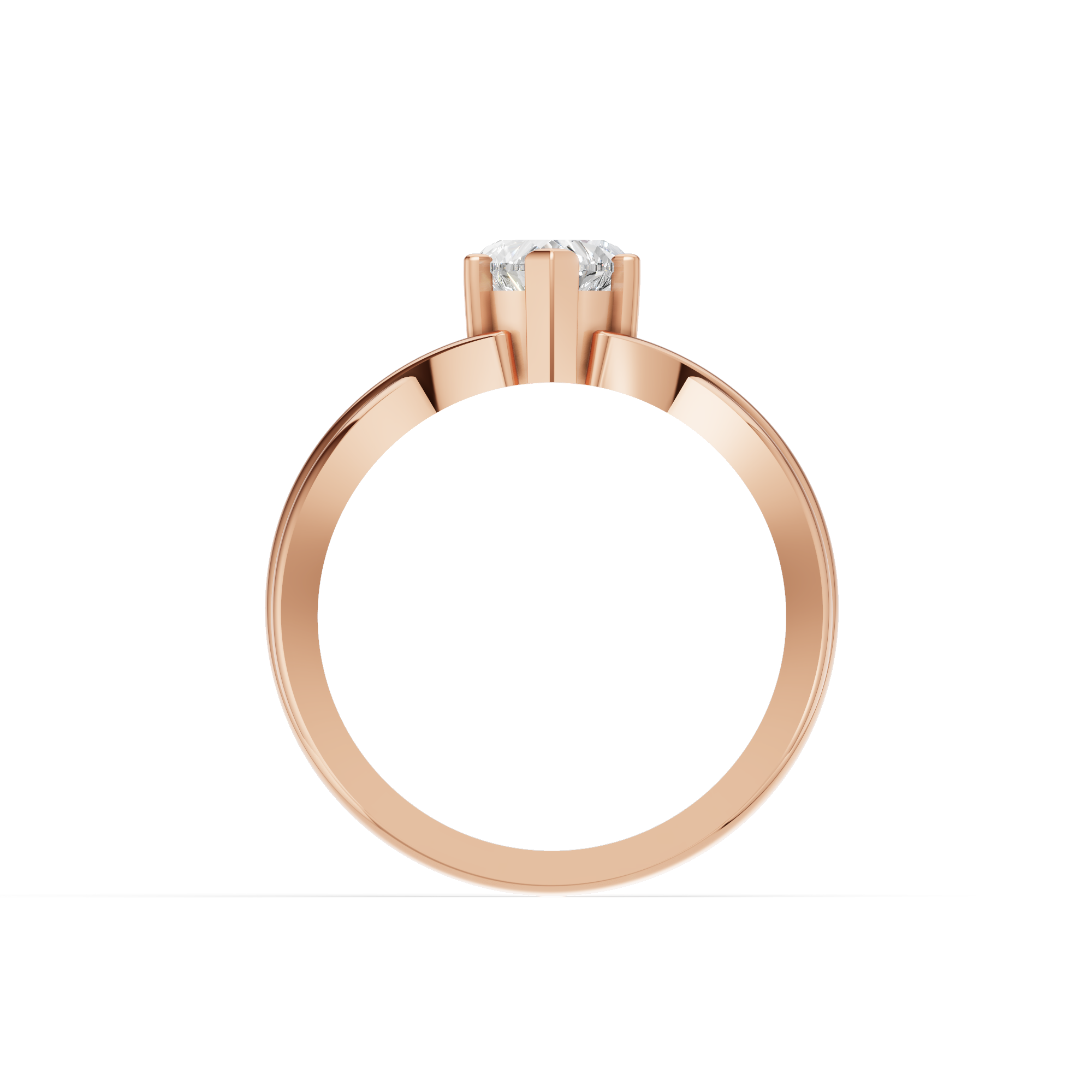 Rose Gold Plated Heart-Cut Solitaire Ring with Twisted Band Design