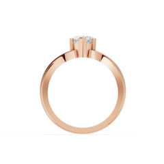 Rose Gold Plated Heart-Cut Solitaire Ring with Twisted Band Design
