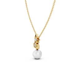Celestial Star & Moon Pearl Pendant in 18K Gold Plating
