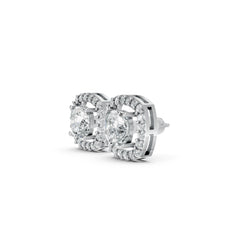 Cushion-Cut Halo Stud Earrings with Brilliant Moissanite Diamonds Center
