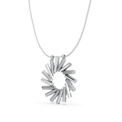 Silver Radiant Sunburst Pendant Necklace – Modern Cylinder Cluster Design