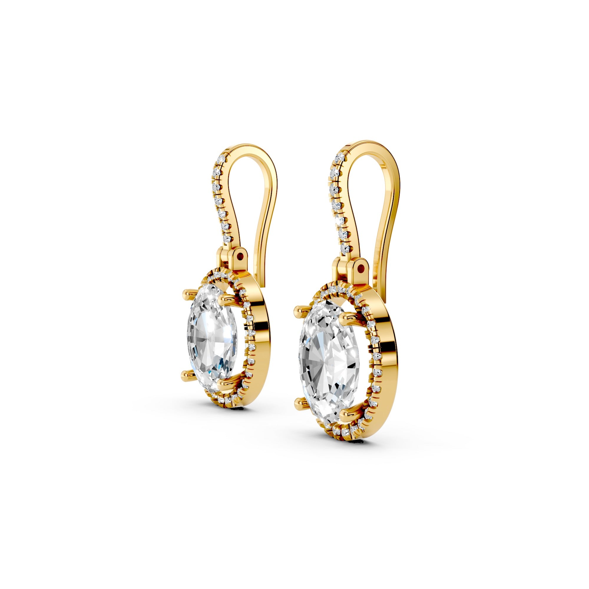 Oval Halo Radiance Drop Earrings – 18K Gold-Plated | Sstringz