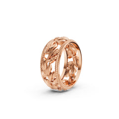 Grape Vine Rose Gold Plated Silver Ring