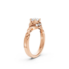Swirl Soliatire Ring in Rose Gold Finish