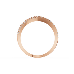 18k Rose Gold Plated X-Shaped Pave Moissanite Diamond Band Ring for Women