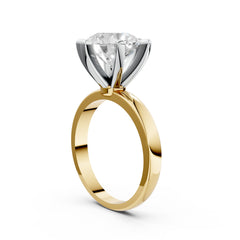 Classic Two-Tone Six-Prong Moissanite Solitaire Ring – 18K Gold Polish