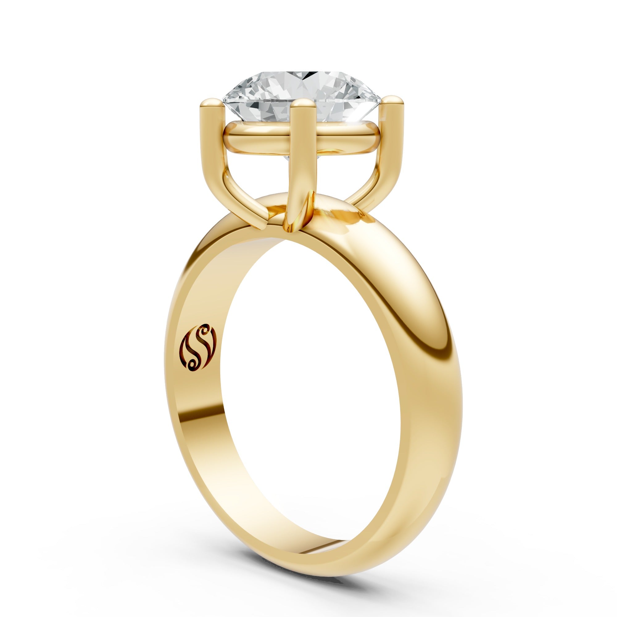 Classic 4-Prong Round Solitaire Engagement Ring – 18K Gold Polish | Timeless Signature Sstringz Ring