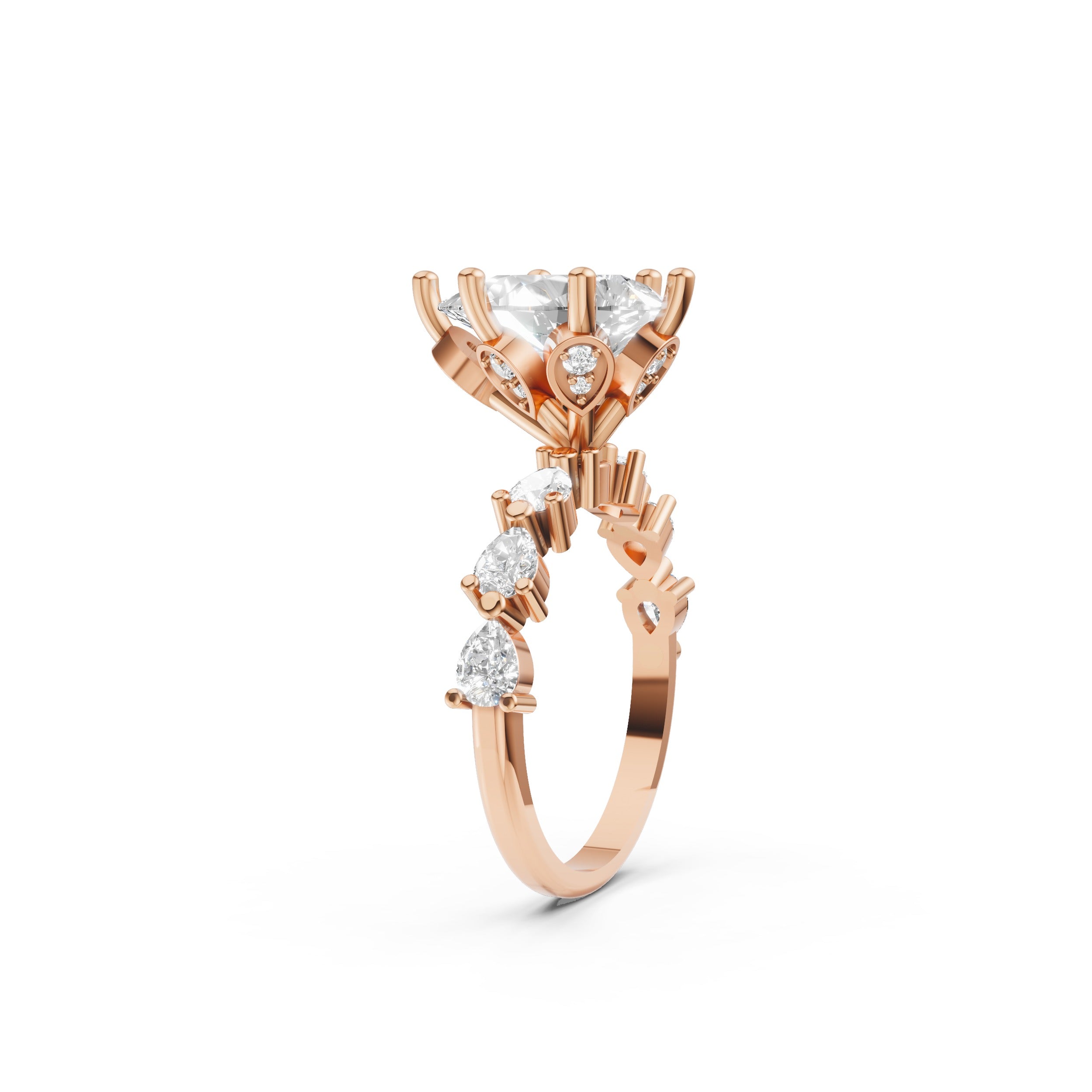 Gardenia Pear Cut Moissanite Diamond Ring