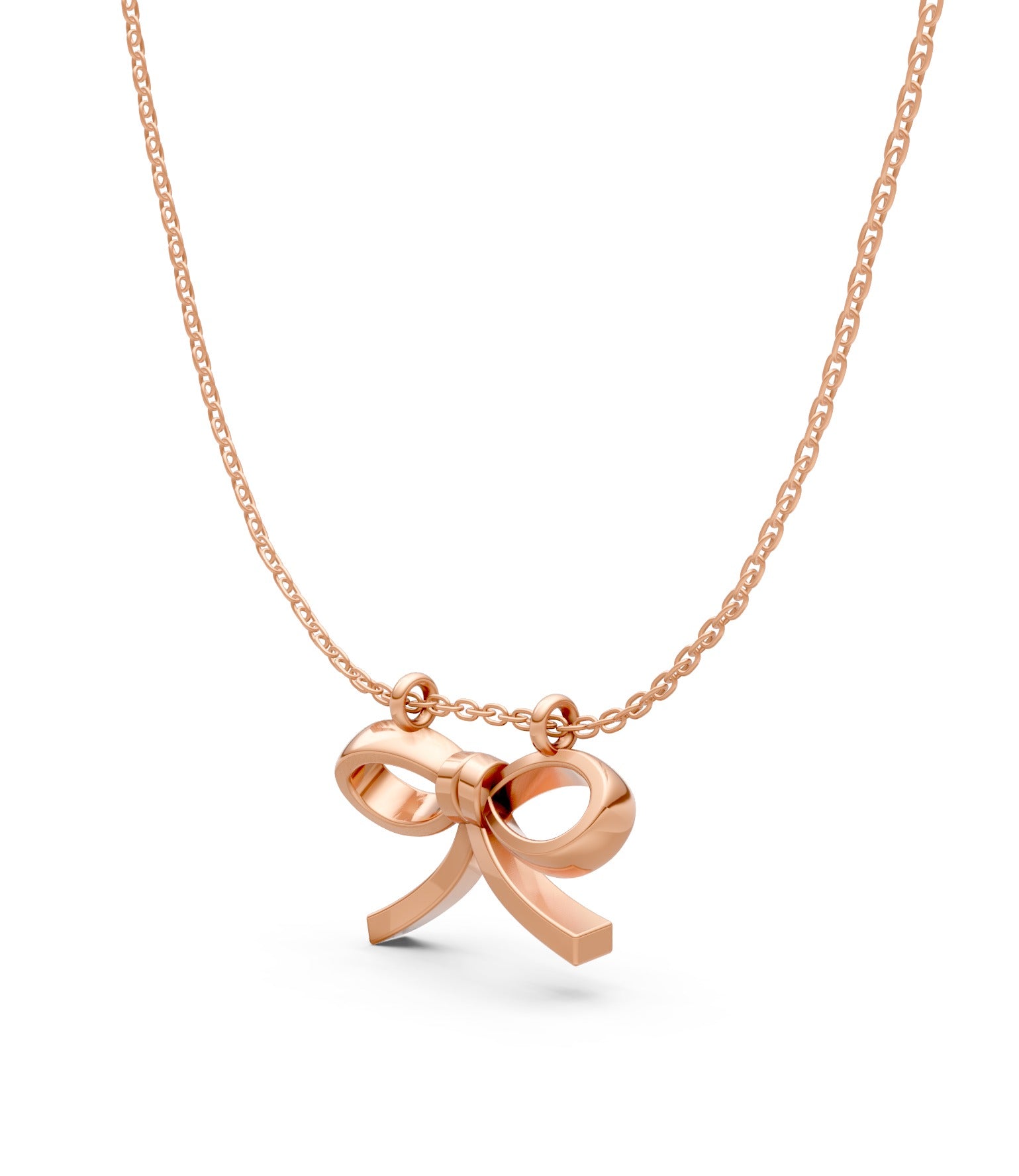 Rose Gold Sculpted Bow Pendant Necklace for Everyday Elegance