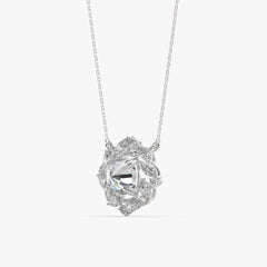 Celestial Bloom Halo Diamond Pendant Necklace – Premium Moissanite & Marquise Halo Design