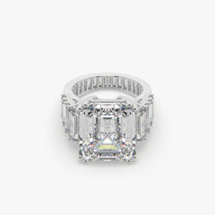 Emerald-Cut Solitaire Luxe Baguette Pavilion Statement Ring