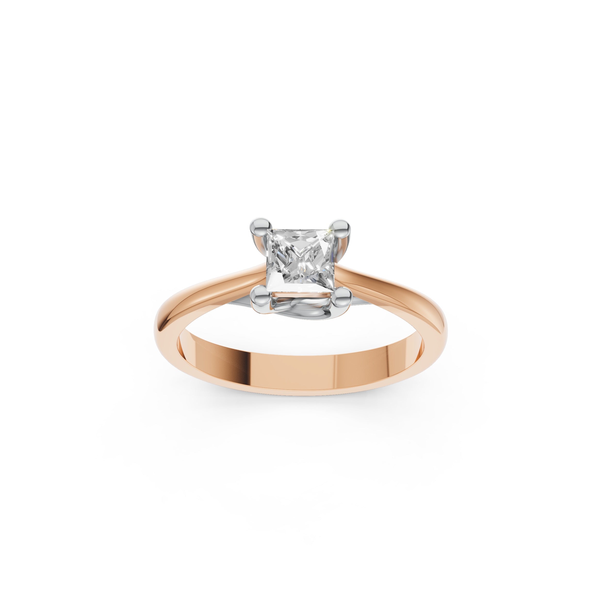 Elegant Princess Cut Solitaire Ring in Rose Gold