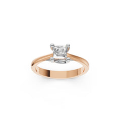Elegant Princess Cut Solitaire Ring in Rose Gold