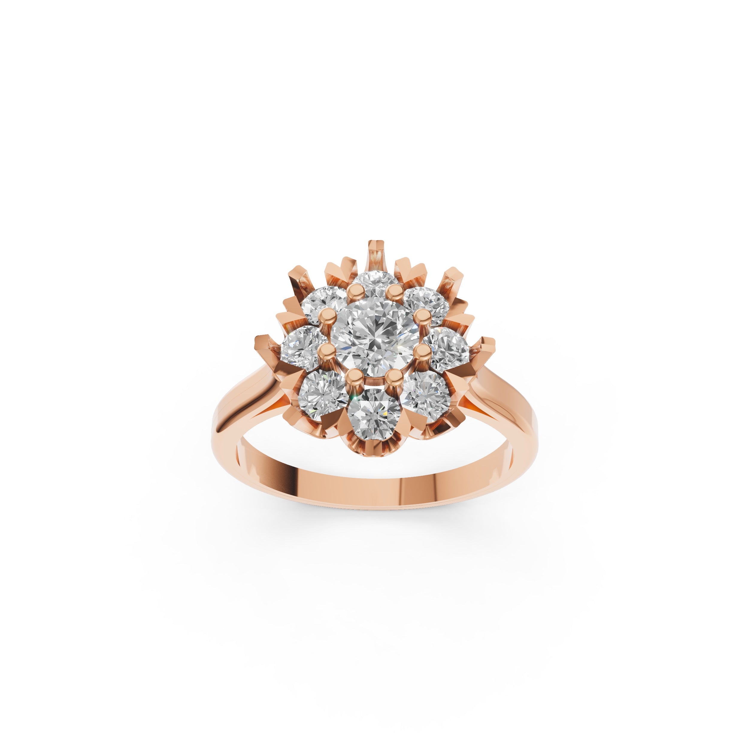 Moissanite Daisy Ring in Rose Gold Finish