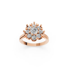 Moissanite Daisy Ring in Rose Gold Finish