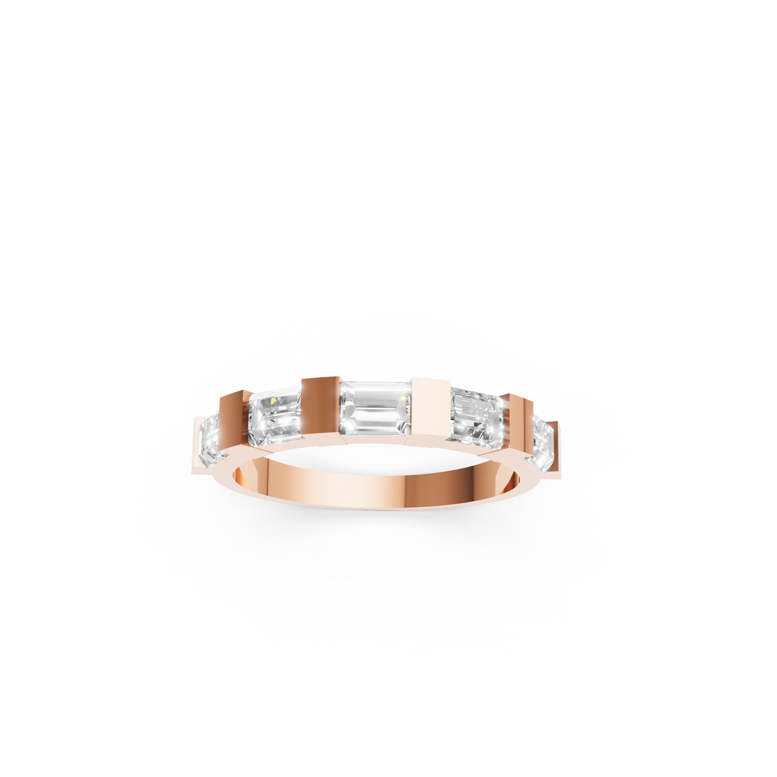 Art Deco Bar Setting Baguette Moissanite Diamond Band