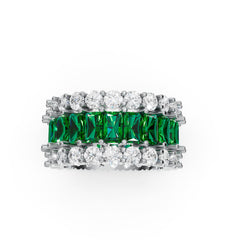 Sstringz Grand Luxe Triple-Row Radiant & Round Eternity Band –Sterling Silver