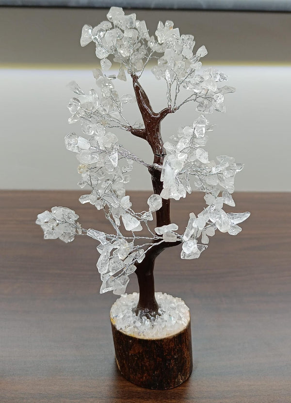 Crystal Quartz Tree in Silver wire