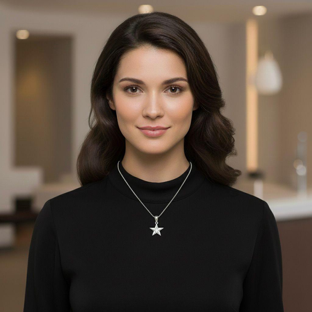 Sstringz Radiant Star Moissanite Diamond Pendant – 925 Sterling Silver | Sparkling Solitaire Charm Pendant