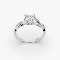 Princess-Cut Solitaire Ring with Twisted Sterling Silver