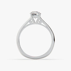 Sstringz Classic Round-Solitaire Engagement Ring in Rhodium Finish – Timeless 4-Prong Setting