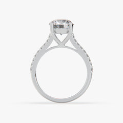 Round Solitaire Sterling Silver Ring with Pavé Band by Sstringz