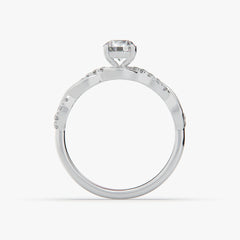 Sstringz Twisted Vine Pavé Solitaire Ring in Platinum Rhodium Finish
