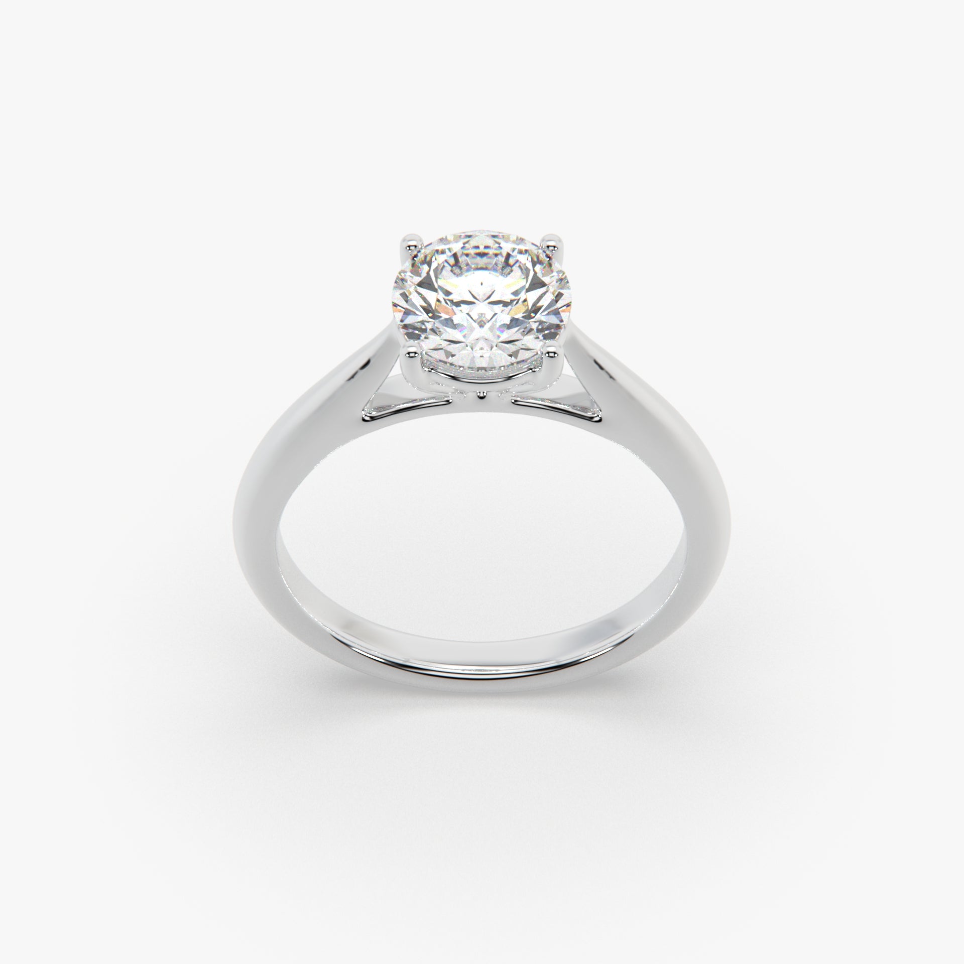 Classic Round Solitaire Rhodium Ring – Timeless Elegance Collection