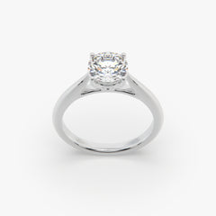 Classic Round Solitaire Rhodium Ring – Timeless Elegance Collection