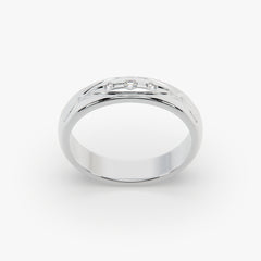 Classic Three-Stone Band Ring in High-Polish Rhodium Finish
