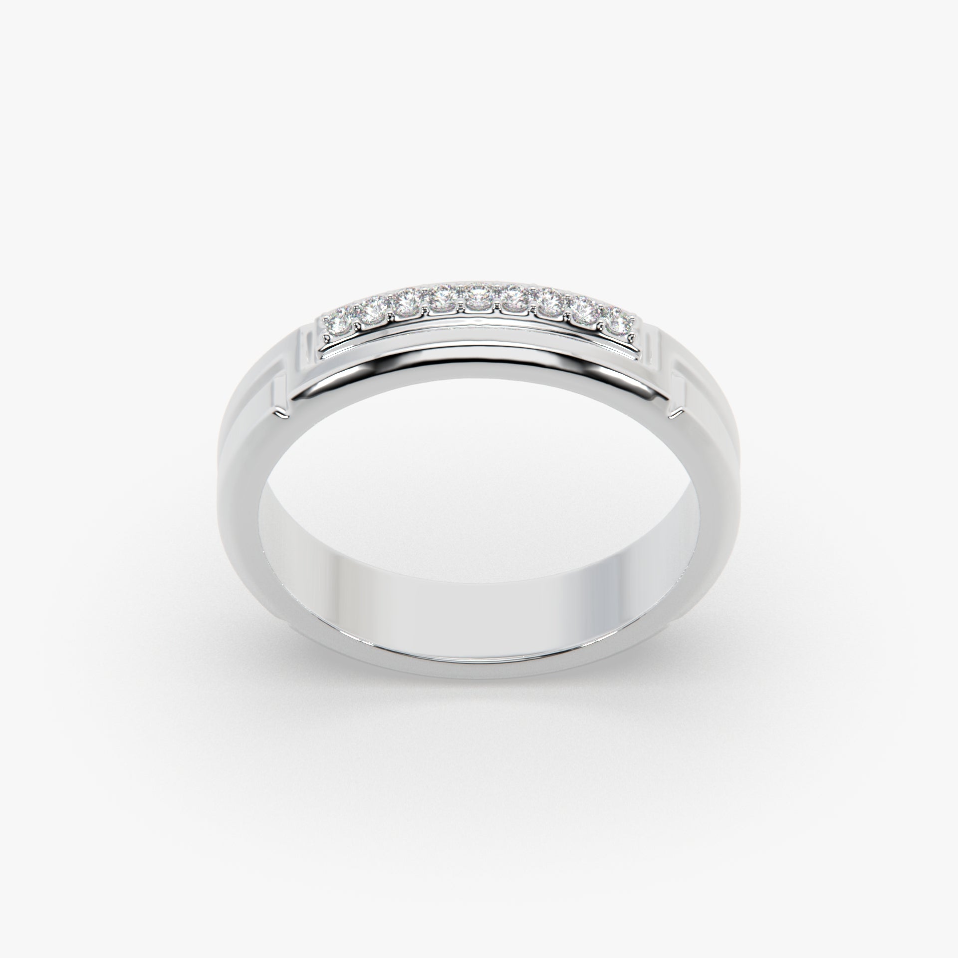 Sstringz Elite Pavé Line Signature Band – Rhodium Finish (Unisex Ring)