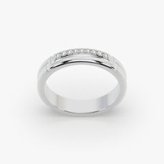 Sstringz Elite Pavé Line Signature Band – Rhodium Finish (Unisex Ring)