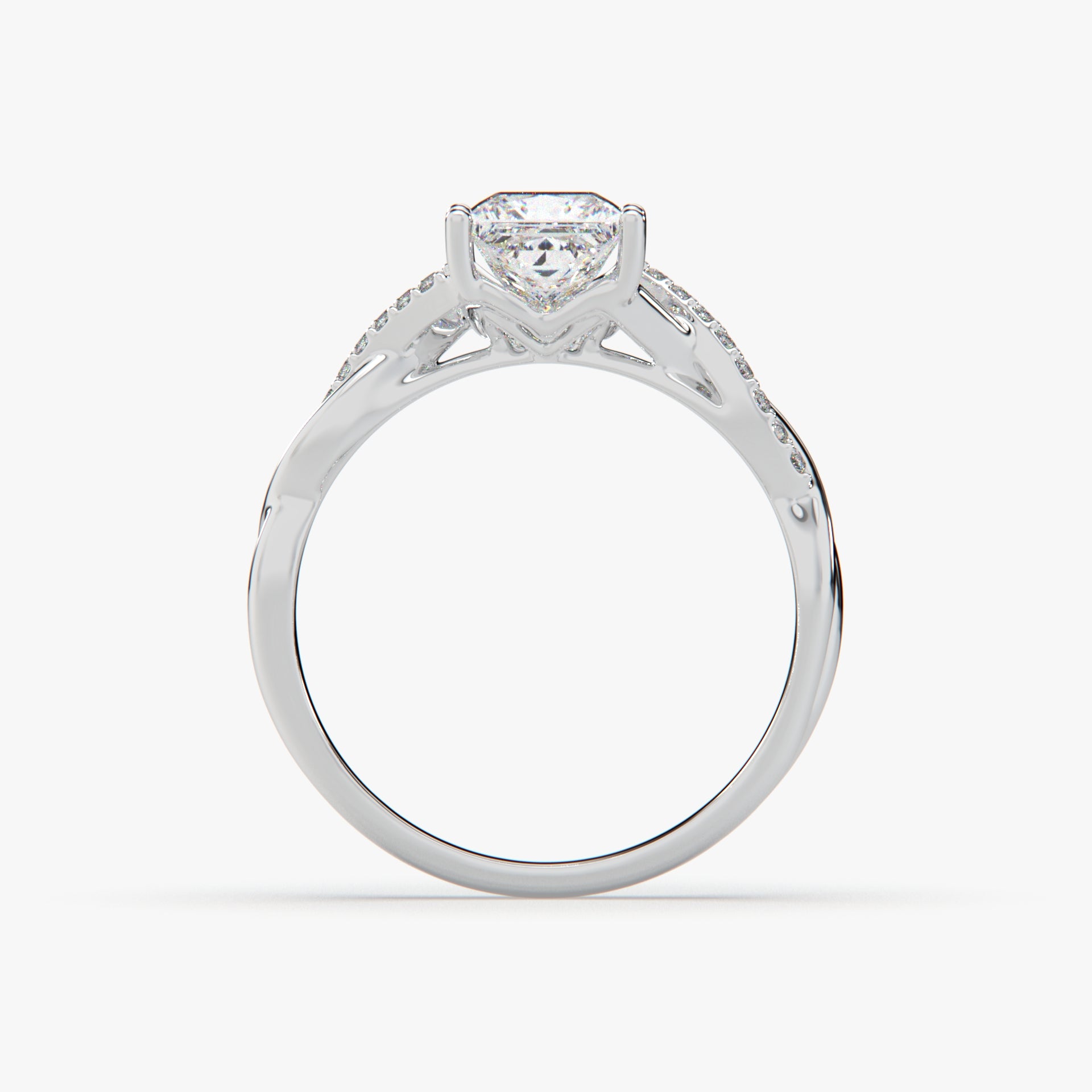 Princess-Cut Solitaire Ring with Twisted Sterling Silver