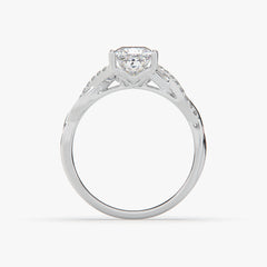 Princess-Cut Solitaire Ring with Twisted Sterling Silver