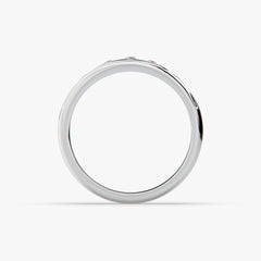 Classic Three-Stone Band Ring in High-Polish Rhodium Finish