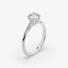 Sstringz Classic Round-Solitaire Engagement Ring in Rhodium Finish – Timeless 4-Prong Setting